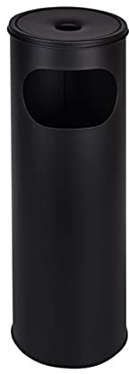 Standaschenbecher mit Mülleimer Edelstahl 58cm 18L Schwarz