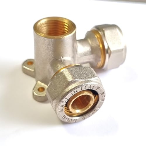 H2O-Flex® 20er Schraubfitting Wandwinkel doppelt,1/2 Innengewinde, DVGW | Klemmringverschraubung für Mehrschichtverbundrohr 2,0mm, DVGW zertifiziert, Messing-Anschlüsse, korrosionsbeständig