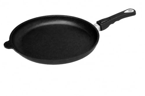AMT Gastroguss Bratpfanne 32 cm Ø Schwenkpfanne 4 cm hoch, abnehmbarer Stiel, induktionsgeeignet, Lotan® Antihaft-Veredelung, Gusspfanne (Aluguss), AMZN-I-432-Z20B