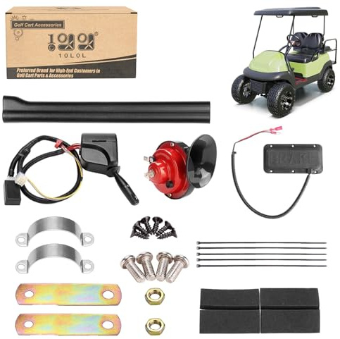 10L0L Golf Cart Turn Signal Kit with Horn Button, Blinker Switch, Brake Light Pad Switch, Only Fits Light Kit with 9-Pin Plug Upgrade Wiring Harness - 12V Operation