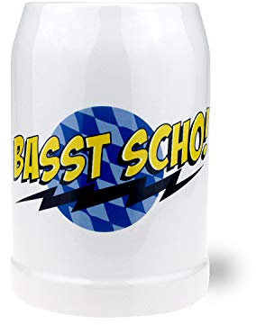 Bavariashop Bierkrug Basst scho Raute, Zünftige Geschenkidee aus Bayern, 0.5 Liter, Made in Germany
