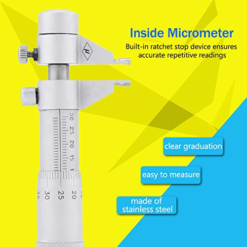 fafeicy micrometro + Akozon Micrómetro interior Agujero Diámetro interno Medidor de calibre 5-30 mm Rango 0.01 mm Precisión