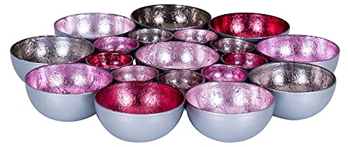 levandeo Teelichtschale 20x20cm Metall Pastell Pink Rosa Schale Teelichthalter Windlicht Kerzenhalter