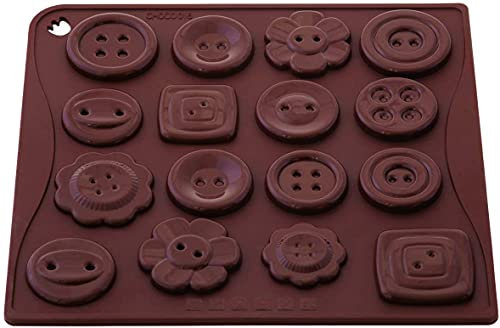 Selecto Bake Stampo per cioccolatini in silicone con 16 bottoni, accessori per la cottura di caramelle al cioccolato, colore Marrone