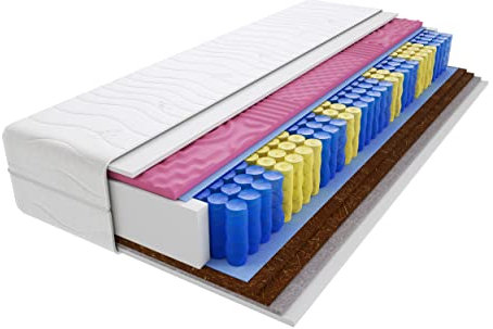 Godre Matratze 100x200 cm Doppelmatratze, H3 & H5 Federkernmatratze, Taschenfederkernmatratze 24 cm Hoch Kokosfaser Profilierter Moletschaum Rosshaar Hypoallergene, HR-Schaum Rigo Molet Max