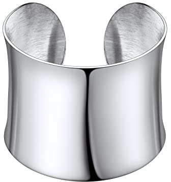 PROSTEEL Damen Offener Armspange Edelstahl 49mm Breiter Oberarmreif glänzende Oberfläche Boho Manschette Armband Modeschmuck Accessoire für Frauen Mädchen