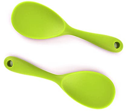 Servierlöffel 2 Stück, Antihaft Reiskocher Reislöffel, Silikon Kochlöffel Für Kartoffelpüree, Reis, Reiskocher (Grün)
