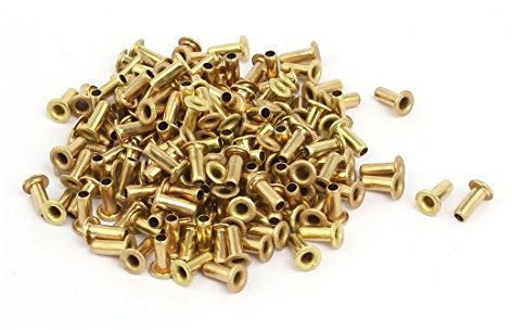 Ruilogod 200pcs M2.3 x 6mm Brass Plated Metal Hollow Eyelets Rivets Gold Tone (id: c77 0e8 e30 854 68c