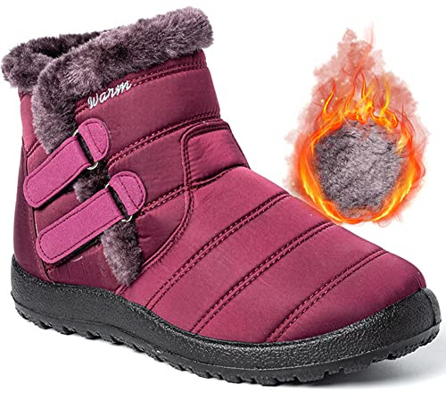 Aocase Femmes Hiver Chaudes Bottes Maison Confortables Antidérapante Pantoufles Diabétiques Oedème Swollen Âgées Chaussures De Marche Antidérapantes Bottines Chaussures,Rouge,39