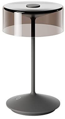 SIGOR Numotion - Dimmbare LED Akku-Tischleuchte Indoor & Outdoor, IP54 spritzwassergeschützt, Höhe 26,5 cm, aufladbar mit Easy Connect, 12 h Leuchtdauer, graphitgrau