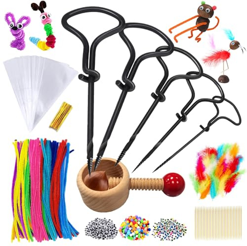 Kastanienbohrer Kinder mit Kastanienhalter, 446 PCS Kastanienbohrer Set, Bastelset Kastanien 1,5-5 mm, Kastanien Basteln mit Spitztüten, DIY Bastel Zubehör, Herbst basteln,Handbohrer Kinder Kastanien