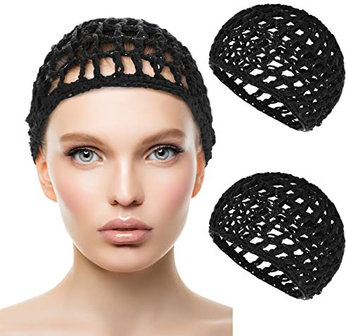 WLLHYF 2 PCS Retine per Capelli Cap Sleeping Hairnet Wrap Bonnet Lungo Rettilineo Curl Parrucca Proteggicapo Mesh Wrapping Uncinetto Onda Cappelli da Cuoco Bun Lift Strap per Donne Balletto