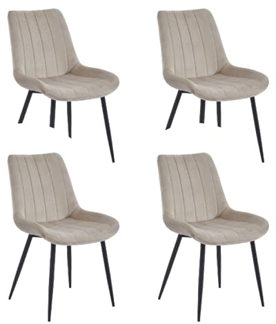 Colenis - Verta Esszimmerstuhl - Samt - Industrial - Beige - 4-er Set - Esszimmerstuhl – Küchenstuhl – Design Stuhl mit Rückenlehne – Gestell aus Metall