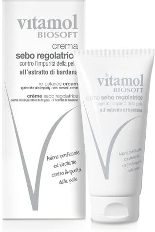 Vitamol Biosoft Crema Sebo Regolatrice contro impurità della pelle, acne, brufoli e punti neri all'estratto di bardana 40 ml - Pelle mista o grassa