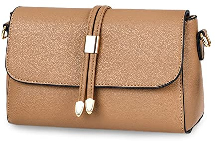 FANDARE Elegant Umhängetasche Damen Schultertasche Frauen Crossbody Bag Damentasche Schulterriemen Frauen Abendtasche Citytasche Reise Handtasche Wasserdicht PU Leder Khaki