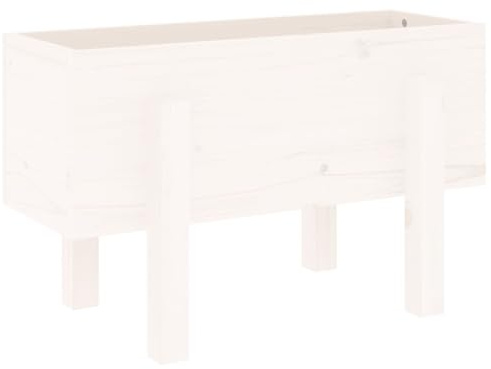vidaXL Pflanzkübel, Holz Pflanzkasten für Gemüse Blumen Kräuter, Hochbeet für Balkon Garten Terrasse, Blumenkasten Blumenkübel, Weiß Massivholz Kiefer