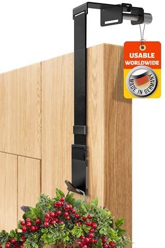 4smile Wreath Hanger for Front Door – Black Wreath Hanger for Christmas, Easter and Halloween, Universal Decoration Holder, Front Door Décor Hooks