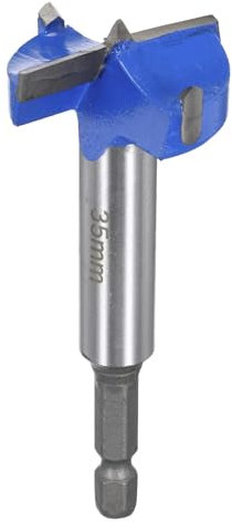 sourcing map Forstner Drill Bits 35mm, Tungsten Carbide Wood Saw Auger Opener, Woodworking Hinge Hole Drilling Boring Bit Cutter (Blue, Gray)