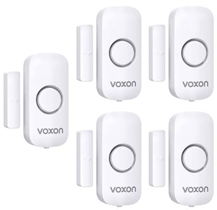 VOXON Sensore di Allarme per Porte e Finestre, 100 dB Sirena Allarme Casa Senza Fili, Sistema Antifurto Magnetico Wireless, Allarme Porta Ingresso Adatto per Casa, Negozio, Ufficio, Garage (5 pezzi)