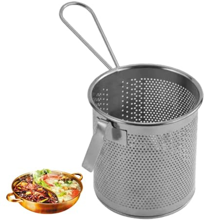 Neamou Cestino per pasta per bollire, cestello per pasta | Colino per pentole calde in acciaio inossidabile con noodle e spaghetti - Schiumarola da cucina, cestello multiuso per sbollentare con manico