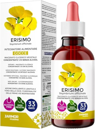 Erisimo Voce Gocce Liquido 100 ml - Integratore Lenitivo Gola e Voce - Benessere Delle Vie Respiratorie - Rimedio per Voce Bassa, Drenante e Mucolitico 100% vegetale J.Armor Pharma