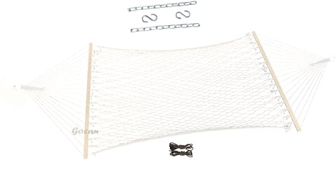 GOCAN Mesh Hammock,Cotton Rope hammocks with Chains Hooks Tree Straps fit Stands from 9' to 15' for Outside Indoor Patio Yard