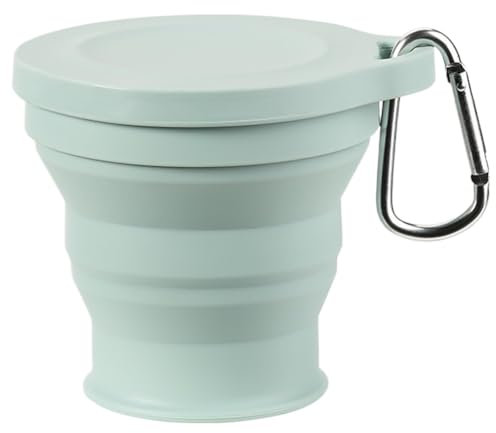 Fiorky Taza telescópica de 180 ml con tapa Taza de café plegable de silicona Vasos expandibles reutilizables para viajes al aire libre (verde militar)