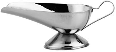 YAOSHER Saucer Gravy Boat Stainless Steel Gravy Boat, Stainless Steel Saucier with Ergonomic Handle and Big Dripless Lip Spout Sauce Boat Gravy Boat Dish(XL)