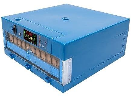 Automatischer Eierinkubator für 64 Eier, Brüteier Maschine, Eierwender mit einstellbarer Temperatur und Luftfeuchtigkeit, für Hühner, Enten und weitere Vogelarten, PP Material