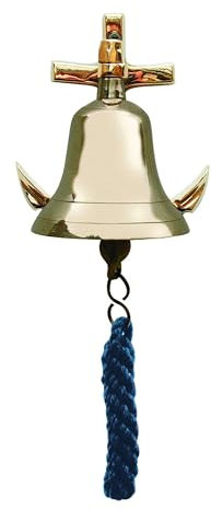 NKlaus Campana náutica con anclaje de pared de latón de 7,5 cm – Campana de pared retro 16056