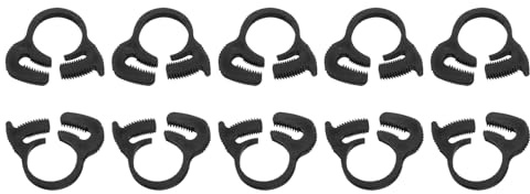 sourcing map 10 Pcs Adjustable Double Snap Grip Hose Clamps Plastic 15.2-16.2 Mm/0.6-0.64 Inches Inner Dia Adjustable Several Ratcheting Tubing Clamp for Home, Black