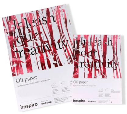 INNSPIRO Set 2 Blocs Papel Óleo A3 y A4, 10 Hojas 280g, Textura Lienzo, Libre de Ácidos, Ideal para Pinturas Pesadas, Estudiantes y Profesionales