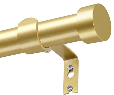 KAMANINA Bastone per Tenda Oro, Bastoni per Tende Estensibile 80 a 218 cm, Bastone Tenda Da Interno 25 mm Di Diametro con Coperchio e Staffe Set, per Camera Da Letto, Soggiorno