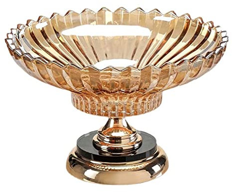 Bandeja de frutas, frutero de diseño elegante, cesta de frutas, pequeño cuenco de cerámica de cristal con forma de flor, cuenco con pedestales de metal, cuenco decorativo for centro de mesa, plato for