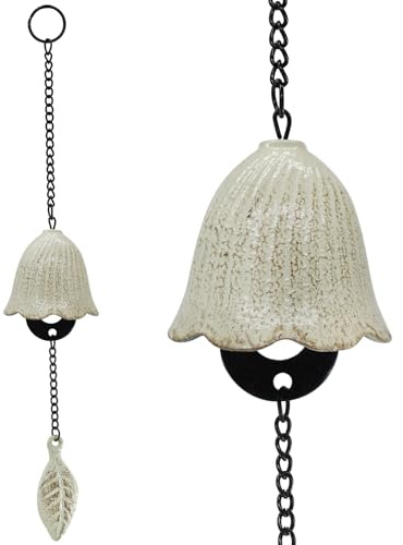 MrMrKura Carillons à vent en feuilles japonaises, petit carillon à vent en pendentif en fonte pour décoration extérieure, jardin, arrière-cour, décoration de maison (blanc)