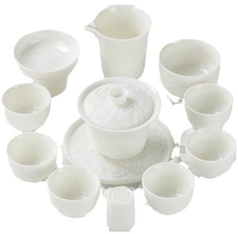 DYHWAC Service à thé en Porcelaine Blanche Jade Fat Fat de Mouton