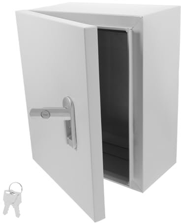 DECOMELODY Elektrischer Metall Verteilerkasten Staubdicht Abschließbar Mit Verzinkter Montageplatte Für Innen Und Außenbereich Elektroinstallation 25x30x14cm