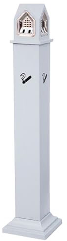 Kommerzieller Aschenbecher aus Edelstahl, Mülleimer, Standaschenbecher für Draußen mit Herausnehmbarem Inneneimer, Geeignet für Terrasse, Hotel, Straße, Büro, Veranda(White)