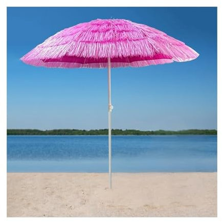WATAOW Ombrellone da Giardino in Paglia da 2,0 M | Portatile per Esterni | Parasole Spiaggia Hawaiano con Protezione UV Inclinabile per Terrazza/Balcone/Mercato/Piscina