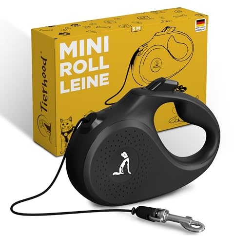 Tierhood Mini guinzaglio da 3 m/5 m, per gatti e cani di piccola taglia, guinzaglio per cuccioli, guinzaglio per cani di piccola taglia, leggero, fino a 8 kg