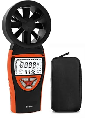 TIEOAXFT Wind Speed Meter Anemometer, High Precision, Professional Tachometer, Digital RPM, Air Velocity Gauge, Rechargeable