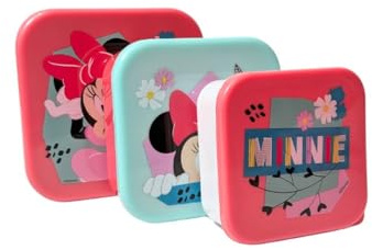 My sweety pop Minnie Mouse 11,5 cm (4 tum) stapelbara matlådor för barn, barnkammare, skola, semester, rosa, grön, vit, 3-pack