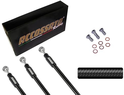 ACCOSSATO Kit Tubi Freno Nero Carbon Compatibile con Ducati Monster 600 dal 2000 al 2001 (CC 600) - Layout S, N° Tubi: 2