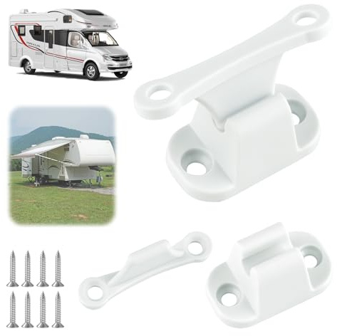 YiJiuBa 2 Stück Türfeststeller für Wohnwagen, Türschnapper Campervan Weiß mit Schrauben Türschloss Stauraum, Robuster Türhalter für Camper, Boot & Wohnwagen