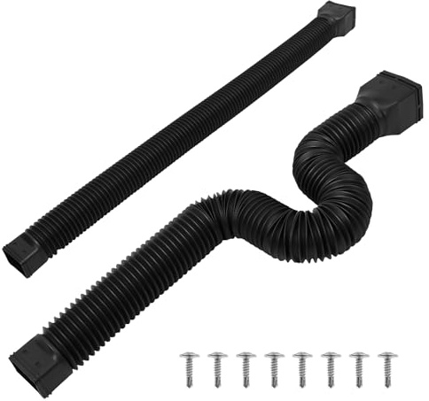 2 grondaie flessibili per tubi di scarico da 49 a 152 cm, allungamenti flessibili e rotondi, per prati, cortili, terrazze (nero)