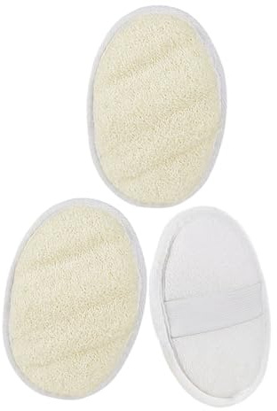 Vaguelly 3 Stück Exfolierende Loofah Pads Oval Weiß Sanftes Peeling und Massage für Dusche und Bad Hautfreundlich für Männer und Frauen Effektive Langlebige Badeschwämme