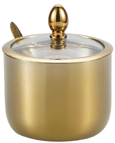 WWHJR Sucrier en acier inoxydable avec couvercle transparent, cuillère, boîte d'assaisonnement, multifonctions, rangement de cuisine pour épices et autres supports de sel
