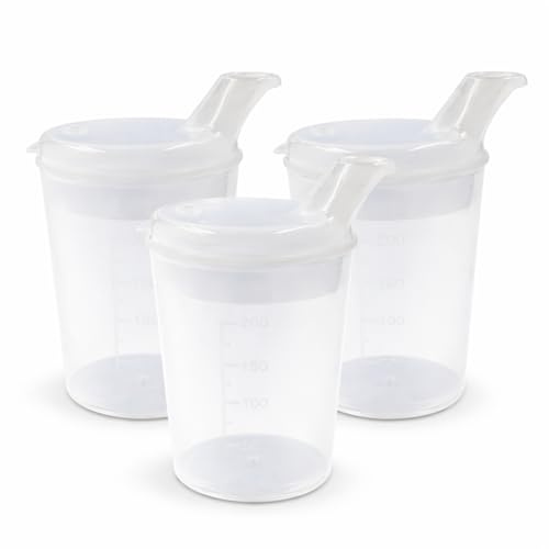 EMYU Lot de 3 gobelets à bec de 250 ml - 3 gobelets à bec, 3 couvercles (ouverture de 12 x 10 mm) - Gobelets pour enfants, gobelets pour bébé, soins et maison de retraite