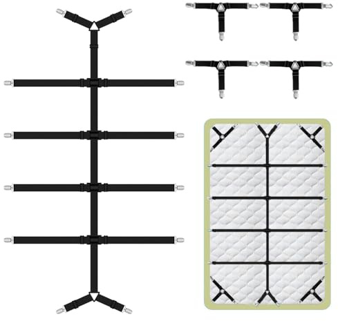 Ptyism 5 Pcs Bed Sheet Clips(with metal clip) Fitted Sheet Clips,Mattress Clips丨 Sheet Straps, Fitted Bed Grippers to Keep Your Sheets in Place.