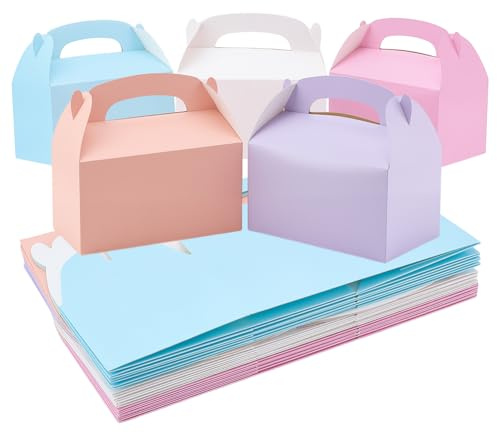 PH PandaHall Scatole regalo in 5 colori per feste, 30 pezzi, scatole regalo in carta colorata a timpano scatola per caramelle con manici per Natale, Halloween, compleanno, piccole imprese, matrimoni